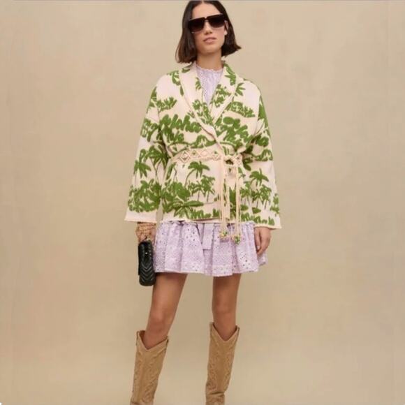 MAJE Aloha Beige Belted Cardigan Jacket 2|M - Picture 2 of 11